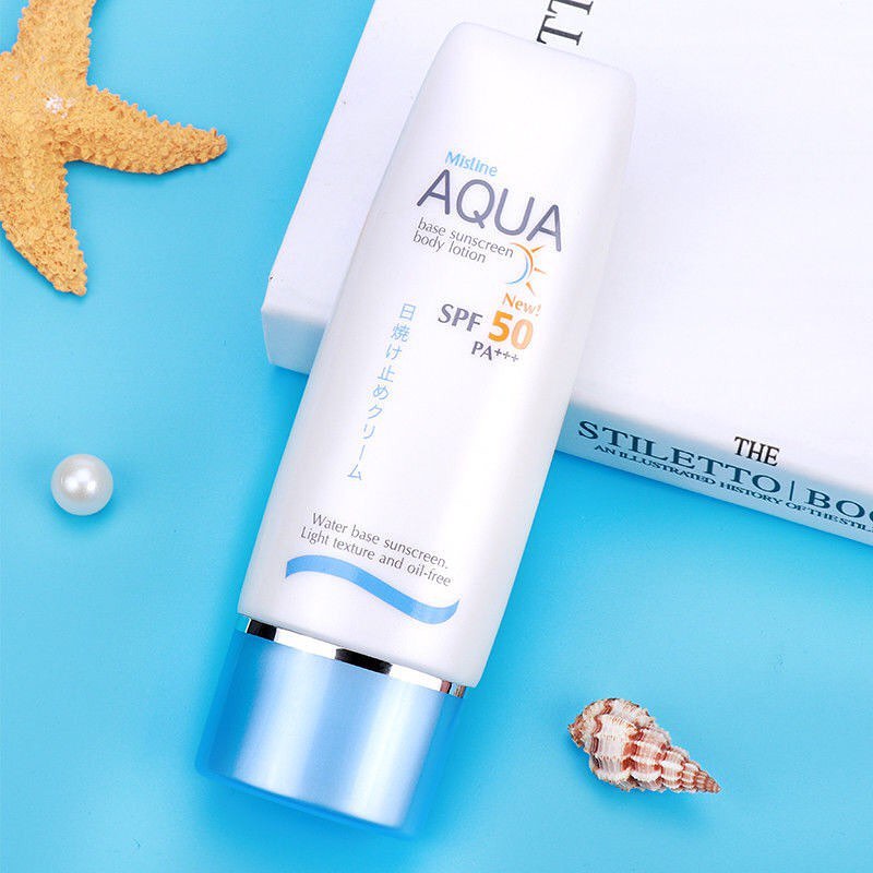 Kem chống nắng toàn thân Mistine Aqua Base Sunscreen Body Lotion SPF 50 PA +++ 70ml tặng móc khóa