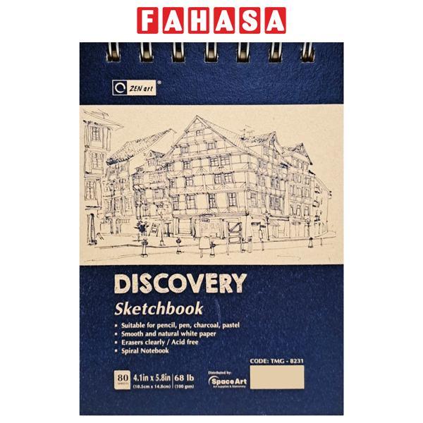 Sổ Vẽ Lò Xo Sketchbook Discovery A6 - Gáy Ngang - Giấy Trơn - 160 Trang 100gsm - Zen Art TMG-8231 - Màu Xanh Navy