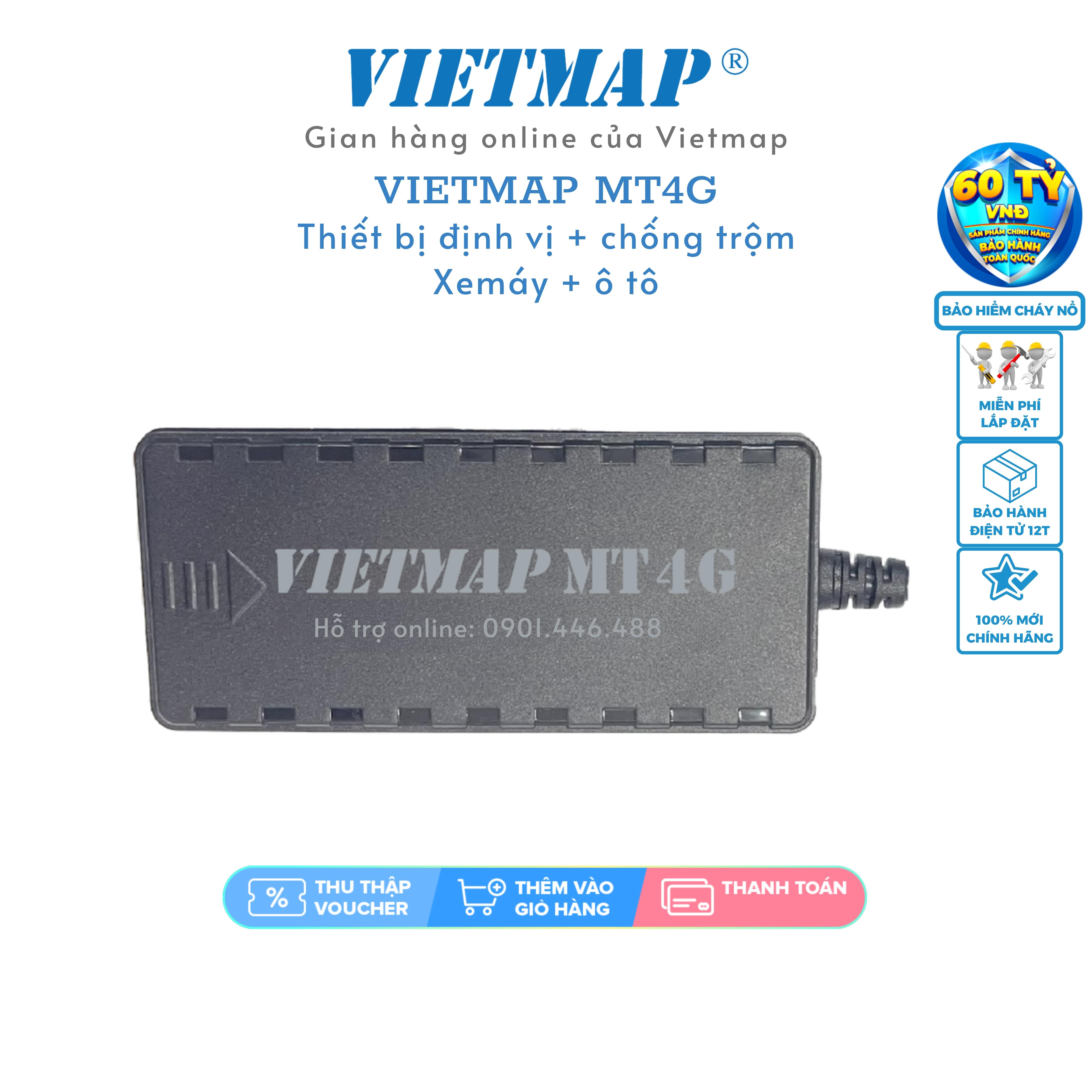 Thiết bị định vị và chống trộm Vietmap MT4G - chuyên dụng cho Xe máy và Ô tô - Hàng chính hãng