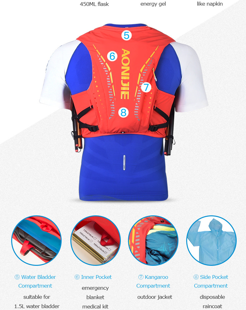 Balo Vest Nước Chạy Bộ, Chạy Trail Aonijie C958 - Siêu Thoáng Khí, Nhỏ Gon