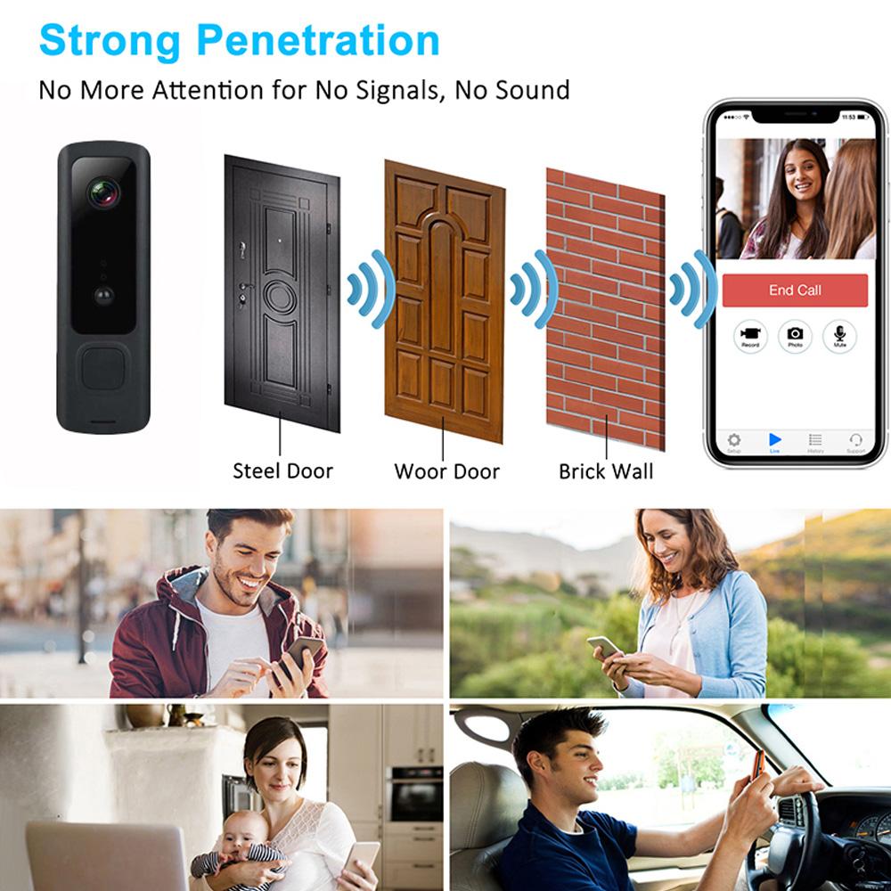 Chuông cửa video không dây T4 720P Wi-Fi Phát hiện PIR Tầm nhìn ban đêm Đàm thoại 2 chiều an ninh tại nhà