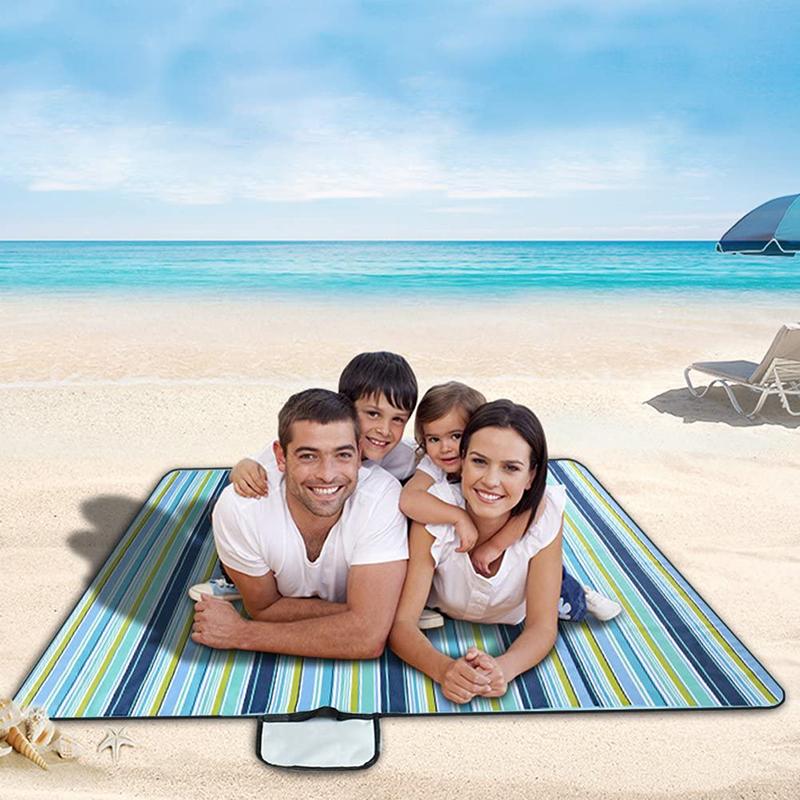 195X200Cm Thảm Cắm Trại Kẻ Sọc Xếp Cắm Trại Nệm Cho Bé Leo Ngoài Trời Chống Nước Dã Ngoại Biển Chăn Cho Nhiều Người Chơi Dã Ngoại