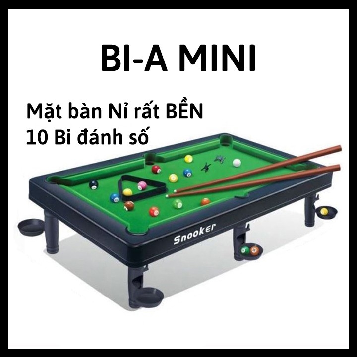 Bàn Bi A Mini Giá Rẻ 10 viên Bida Đánh Số - Mặt bàn Nỉ không bong- Kích thước 44*25*15 cm