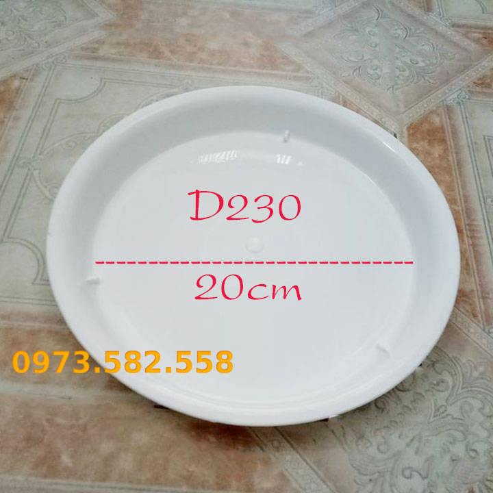 Khay Đĩa Nhựa Lót Chậu Trồng Cây Cảnh Màu Trắng D230 Đường Kính 22cm Lọt Lòng 20cm