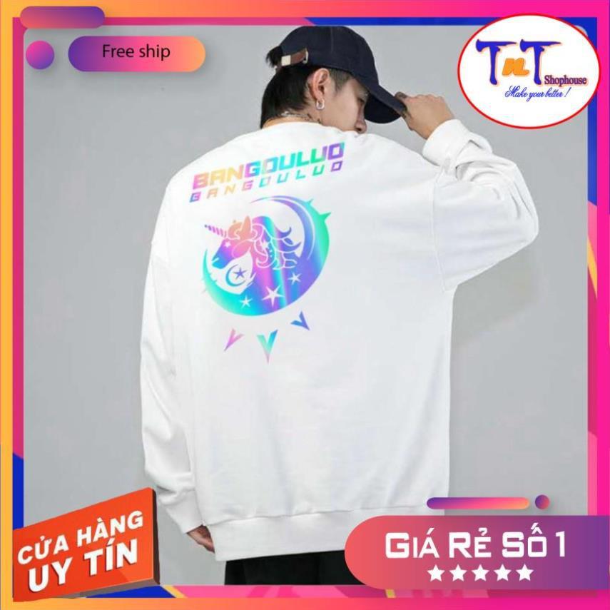 AS88 Áo Sweater Unisex ️/Áo nỉ Ulzzang phản quang unisex dài tay nam nữ - Kỳ Lân Bango