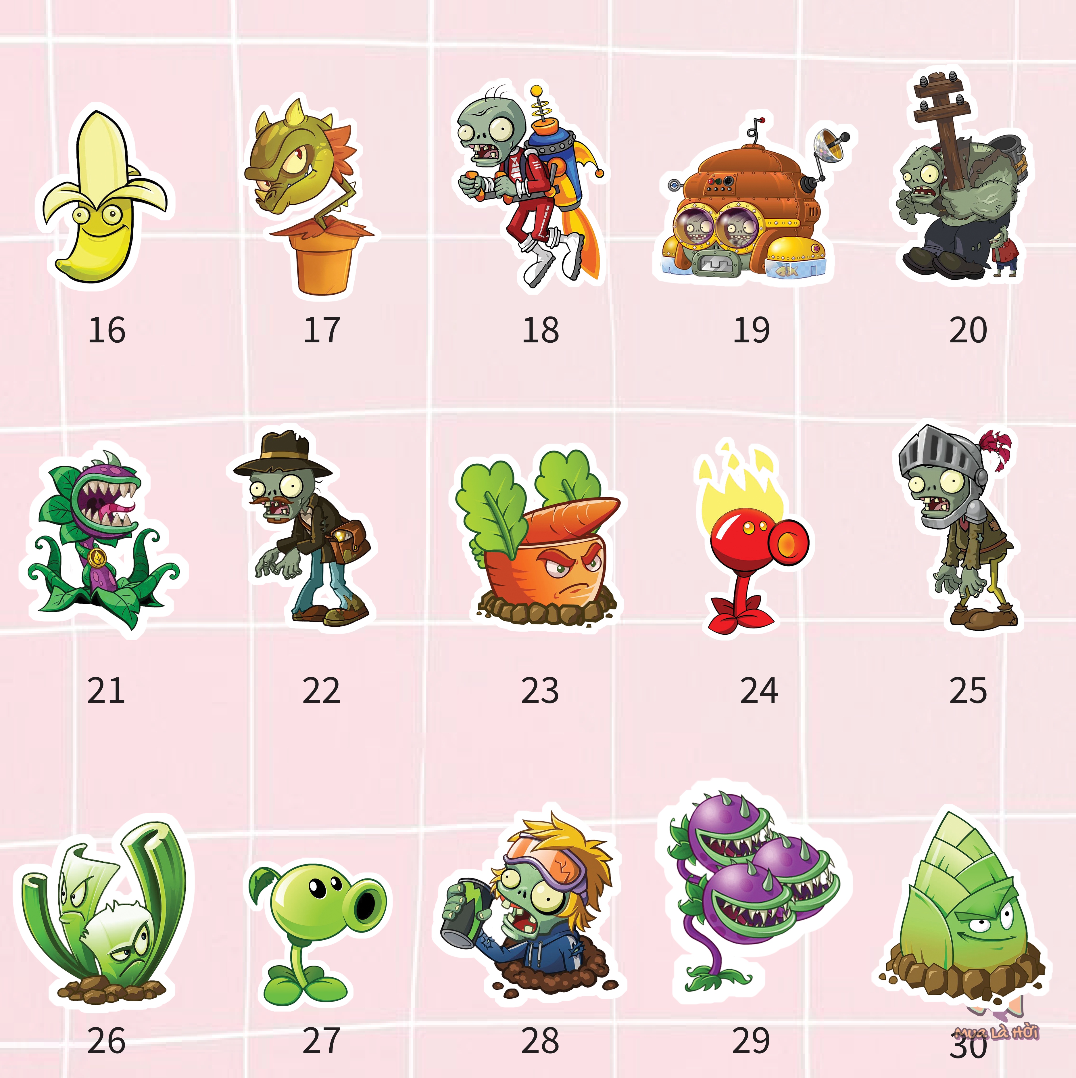 Miếng dán Stickers chủ đề Plants vs zombies