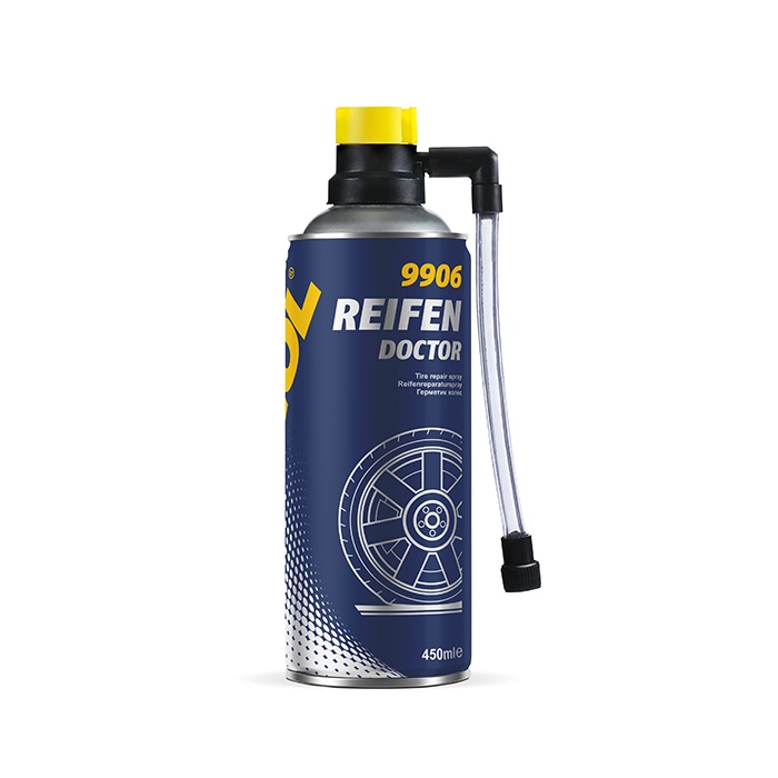 Vá Vỏ Xe Khẩn Cấp Bơm Keo Chống Xì Lốp Và Bơm Căng Lốp Xe Lại MANNOL 9906 Reifen Doctor 450ML Tire Repair Spray