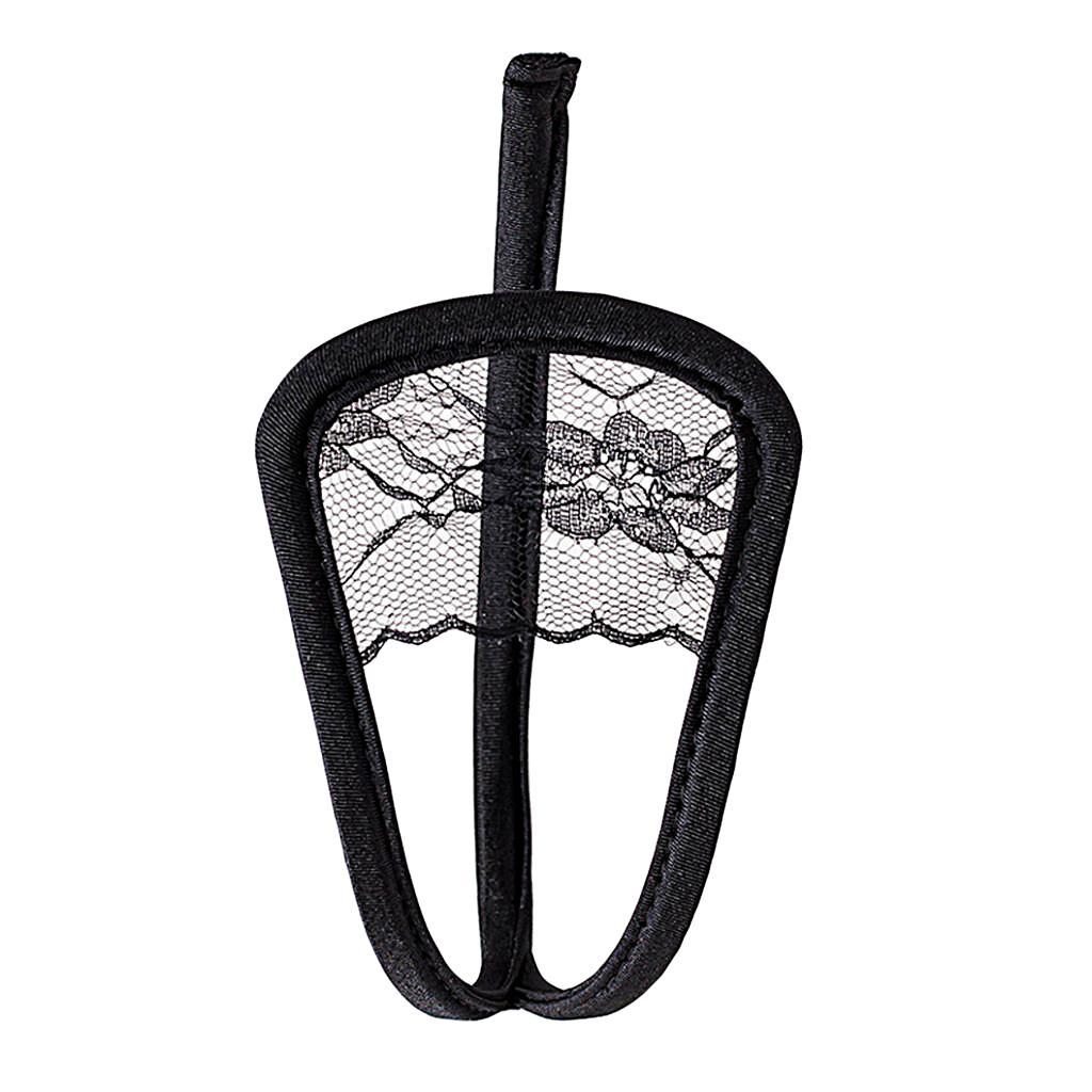 Mens Sexy Soft Lace C String Thong Invisible Underwear Panties Briefs Black