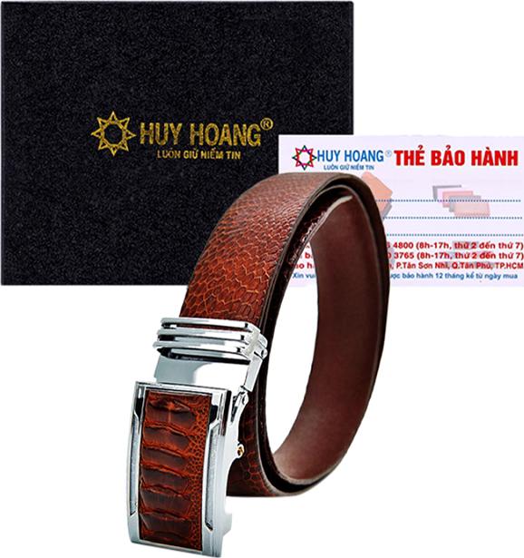 Thắt Lưng Nam Da Đà Điểu Huy Hoàng HT4404 - Nâu Đỏ