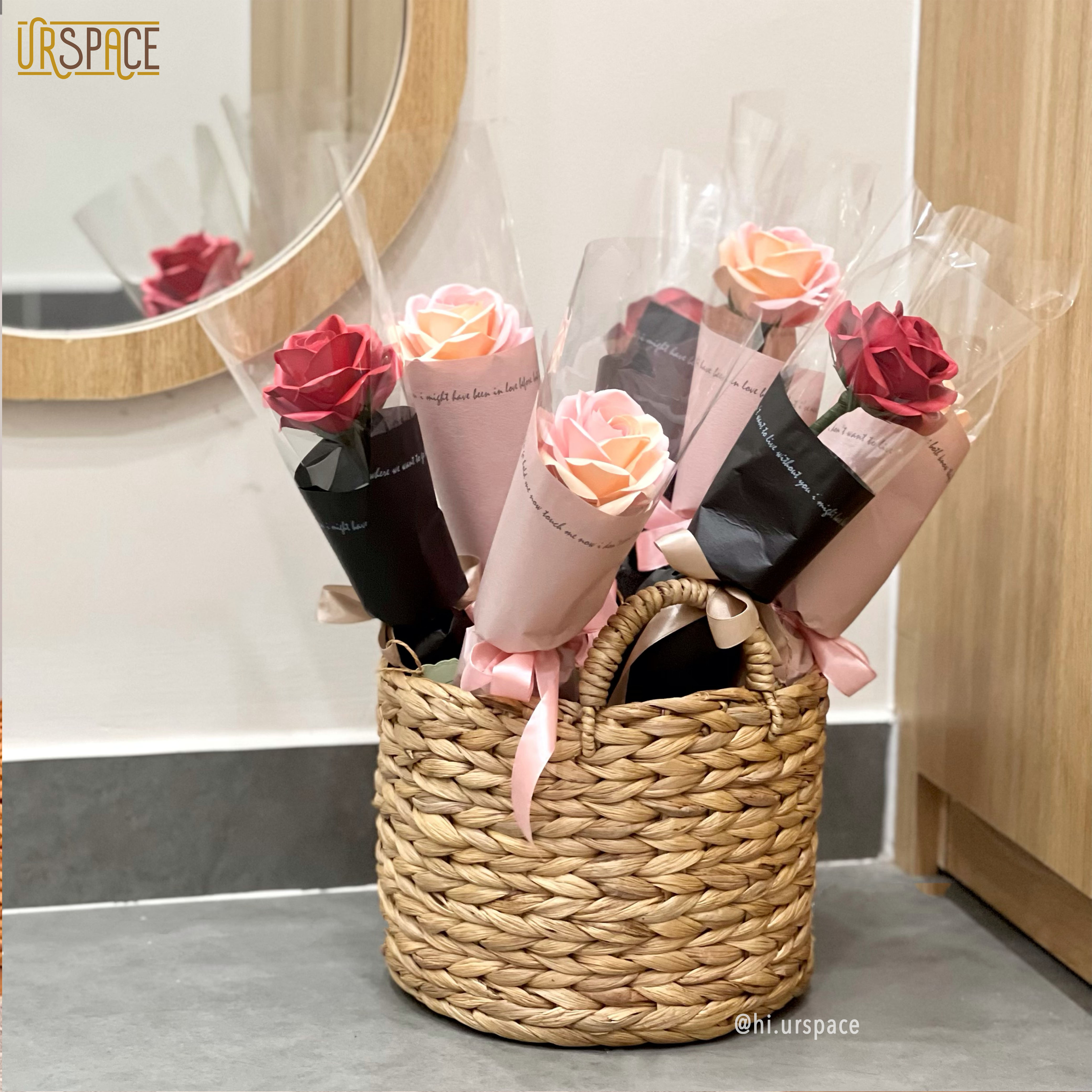 Sọt lục bình URSPACE đựng quần áo có quai cầm tiện dụng / COMBO 2 PCS OF ROUND HYACINTH BASKET