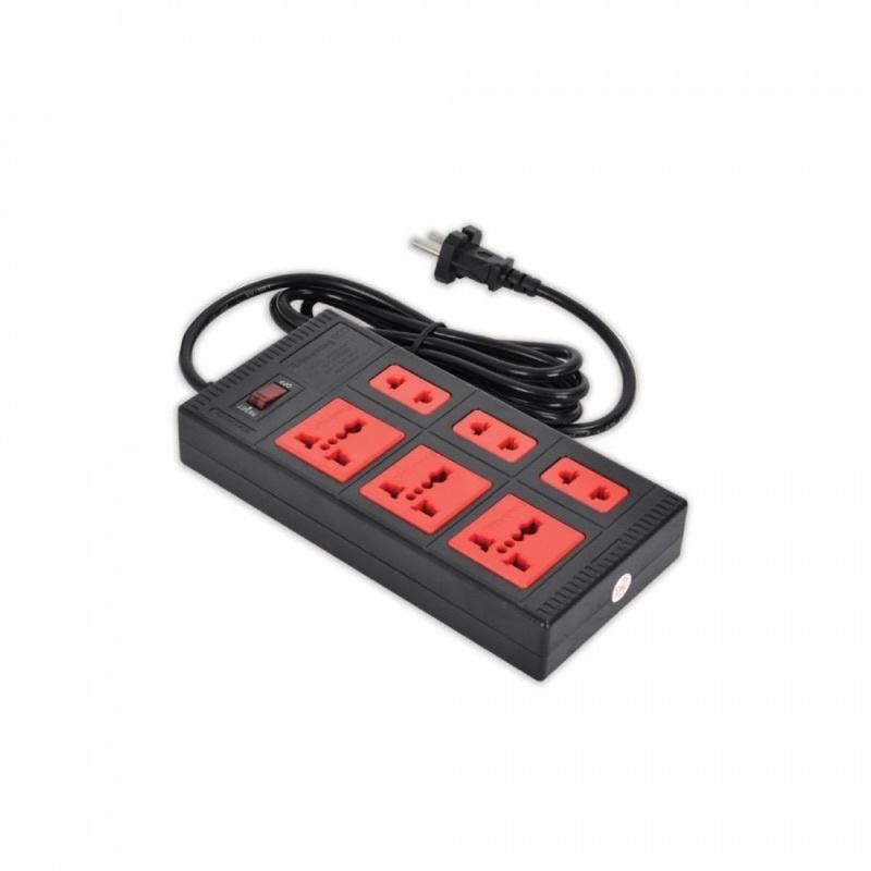Ổ Cắm , 8 lỗ, có công tắc ~2500W mã ĐQ ESK 8ECO màu đỏ đen,