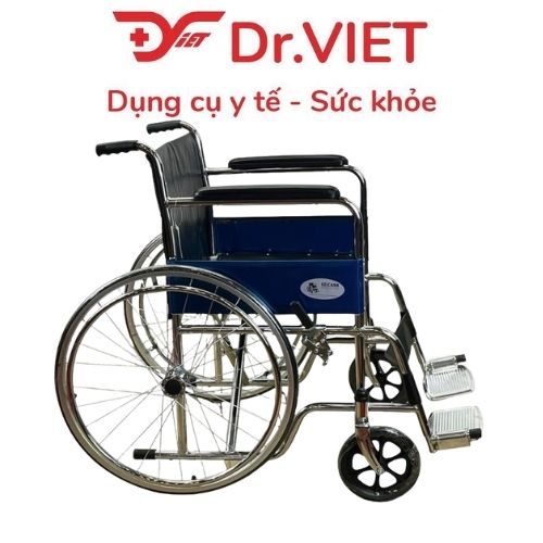 Xe Lăn Tay Lucass X9 Cho Người Già, Người Bệnh, Người Khuyết Tật, Khung Thép Mạ Crom, Ghế Simili, Có Gác Chân, Gấp Gọn