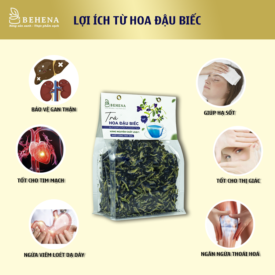 Trà hoa đậu biếc sấy khô nguyên bông Behena gói 200g Minh Anpha