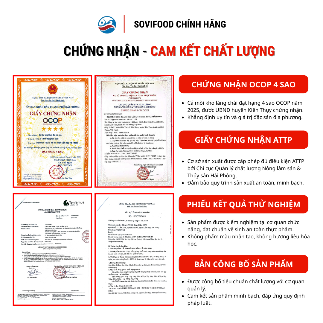 Combo 10 Lon Cá Mòi Kho Làng Chài Sovifood - Cá Mòi Kho Nhừ Xương Đậm Vị, OCOP 4 Sao Hải Phòng - 2kg