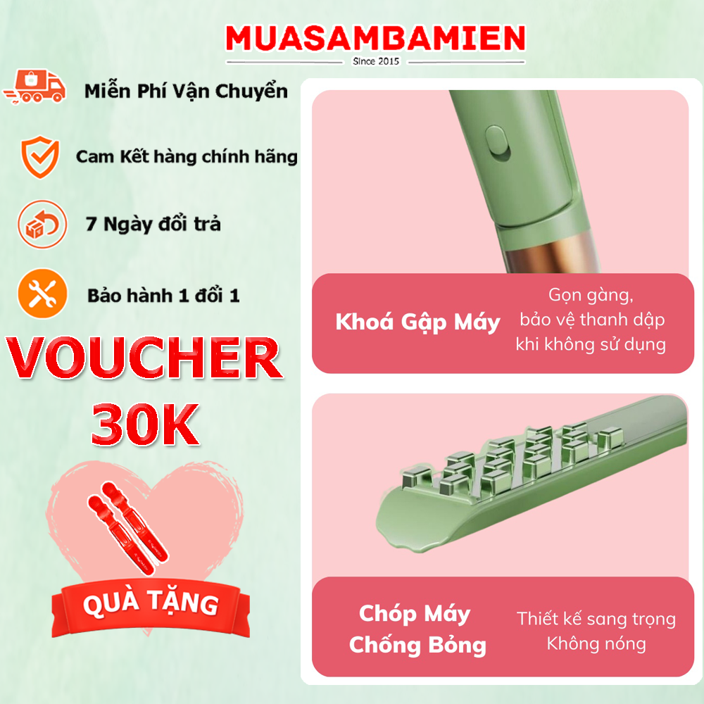 Máy Bấm Tóc, Dập Phồng Chân Tóc Chân Vuông 2in1, Mềm Mượt, Không Gãy Tóc Bảo Hành 1 Đổi 1