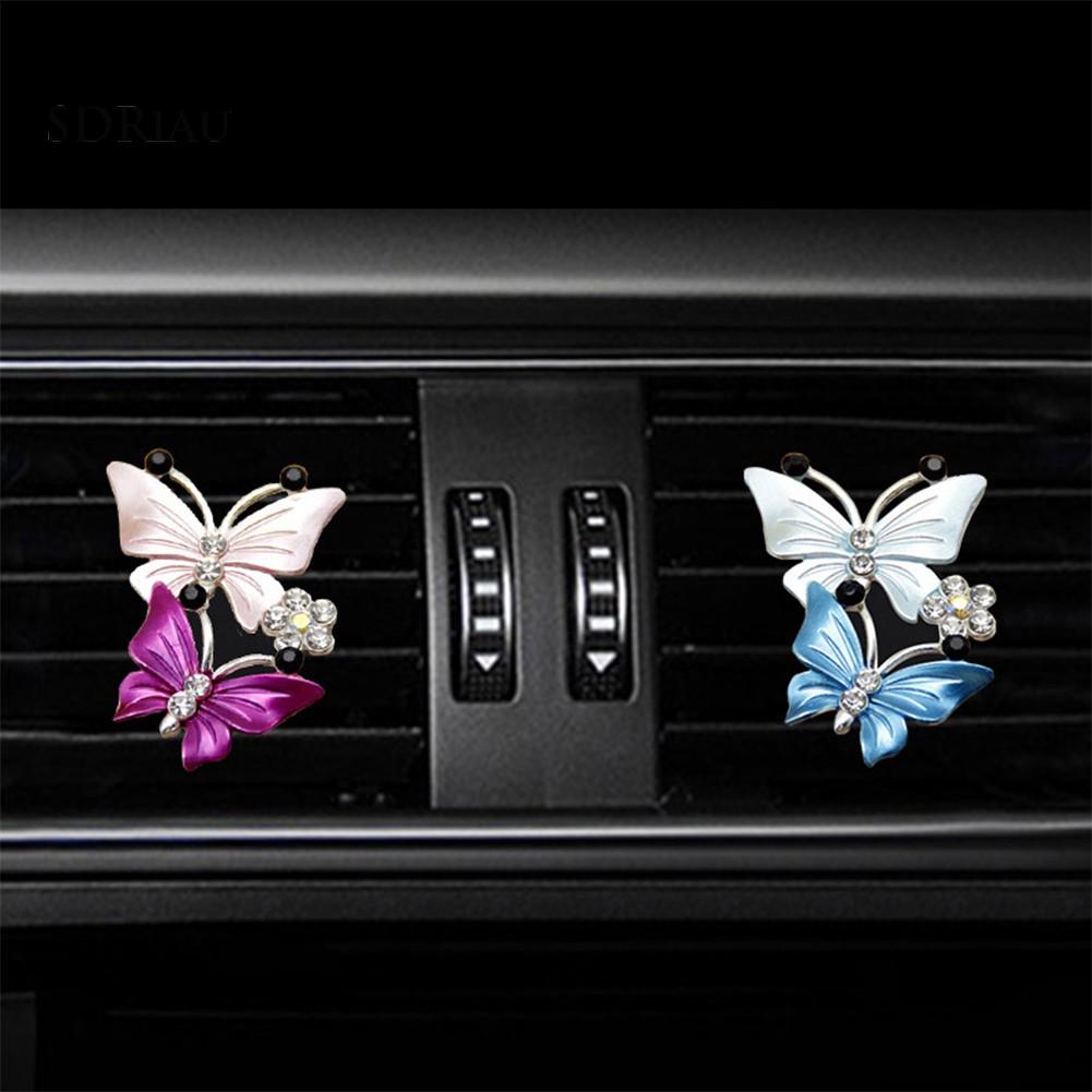 Lovely Dual Butterfly Car Air Outlet Freshener Perfume Clip Aroma Diffuser Decor