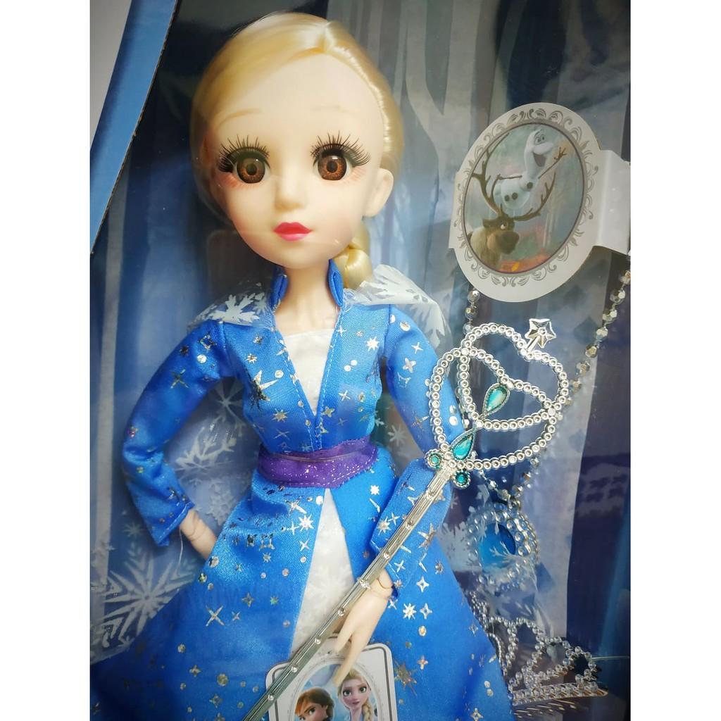 Búp bê nữ hoàng băng giá Frozen Elsa mắt ngọc size đại 50cm kèm vương miện, dây chuyền và quyền trượng