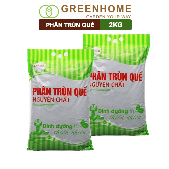 Bộ 2 bao 2kg Phân trùn quế nguyên chất - Bổ sung dinh dưỡng, cải tạo đất