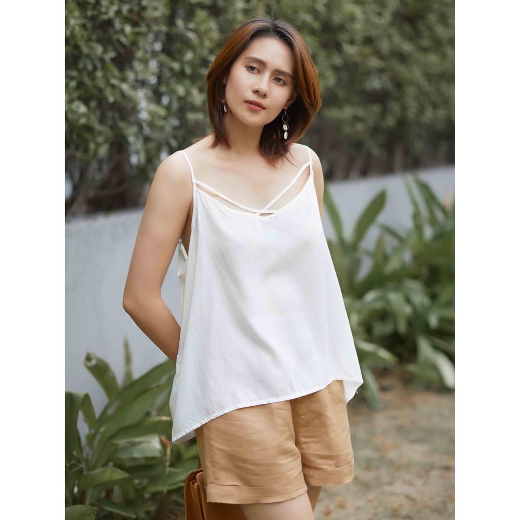 (Ảnh thật) Áo dây Cotton Basic mặc Vest nữ- Màu Trắng