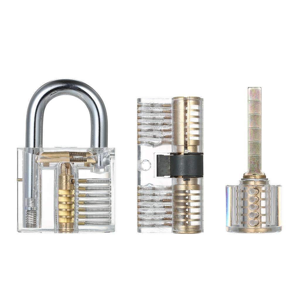 Bộ 15 công cụ mở ổ khóa với 3 ổ khóa trong suốt cho người mới thực hành