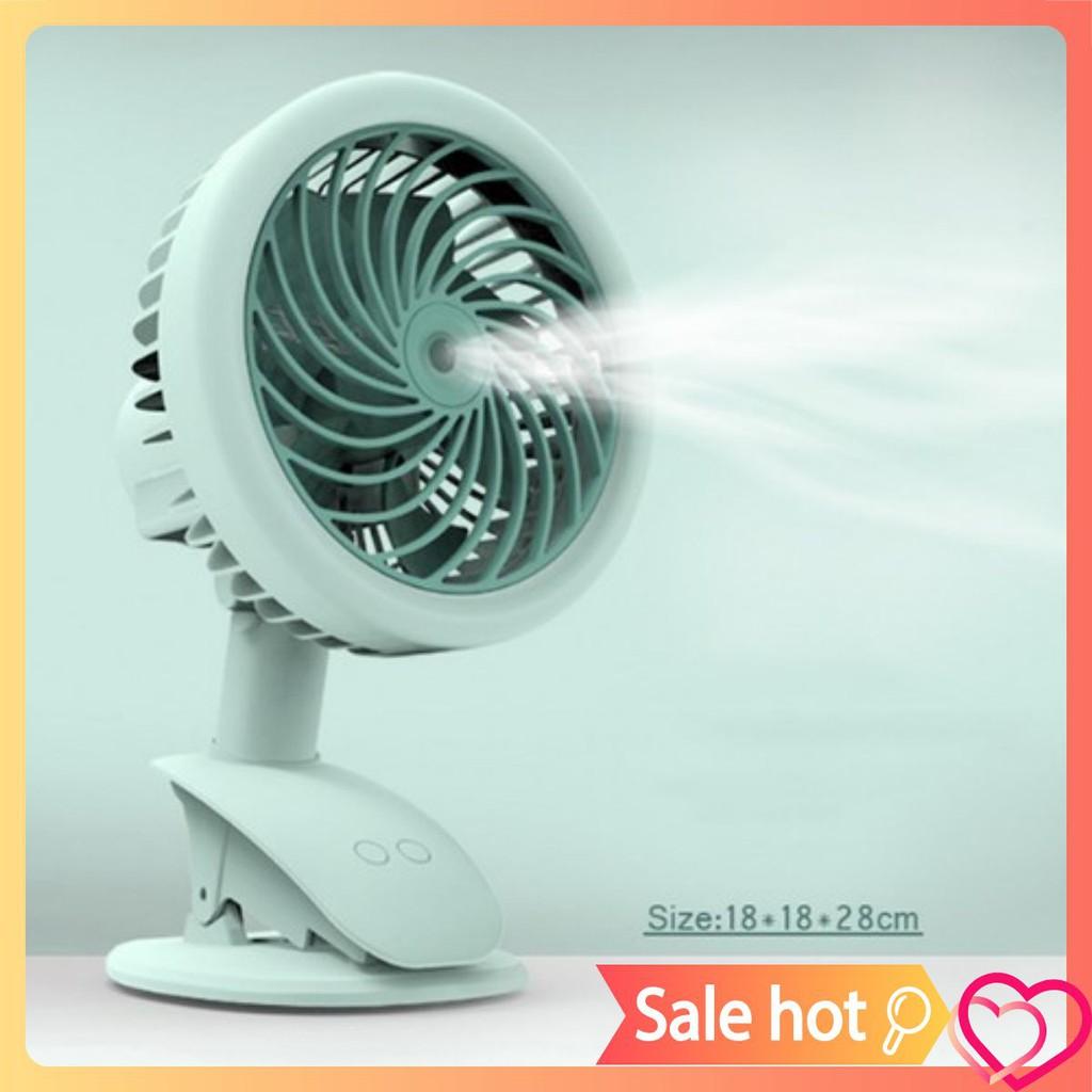 Quạt Phun Sương Hơi Nước Để Bàn Tích Điện Clip Fan Có Thể Kẹp Bàn