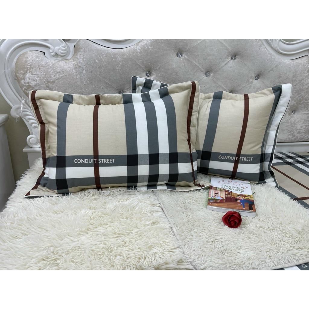 Vỏ gối cottong 100% trần bông hàng loại 1 họa tiết kẻ KT 50*70cm