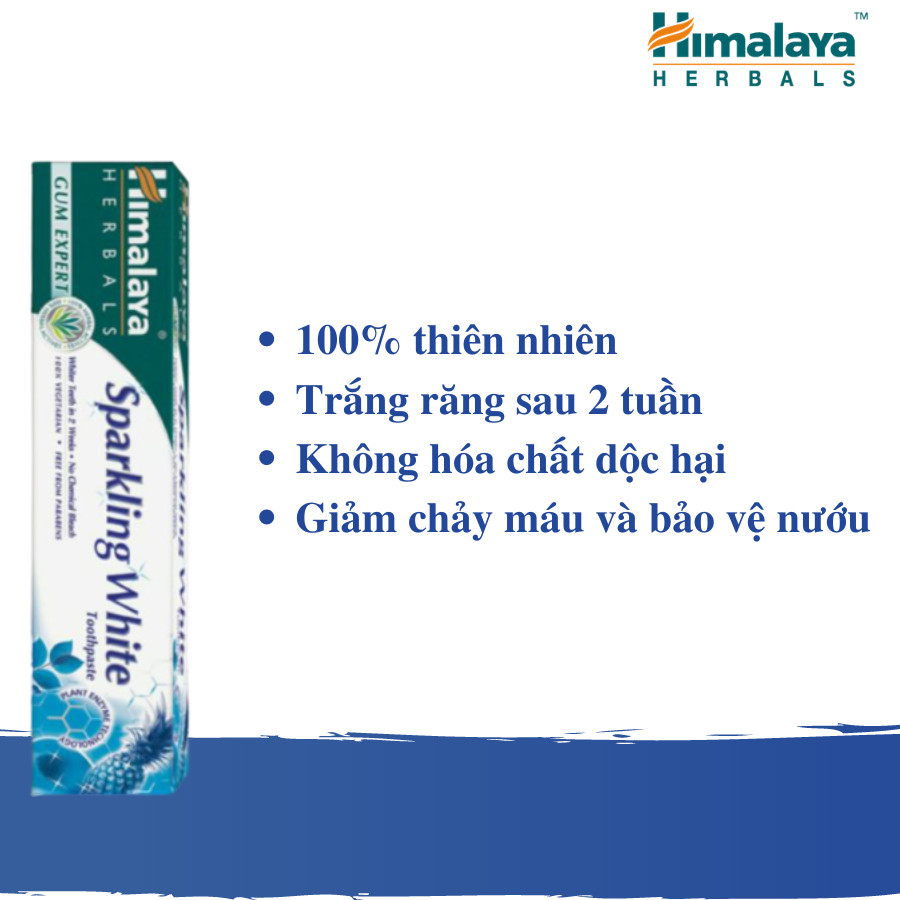 Combo 3 TUÝP KEM ĐÁNH RĂNG TRẮNG SÁNG LẤP LÁNH HIMALAYA SPARKLING WHITE TOOTHPASTE