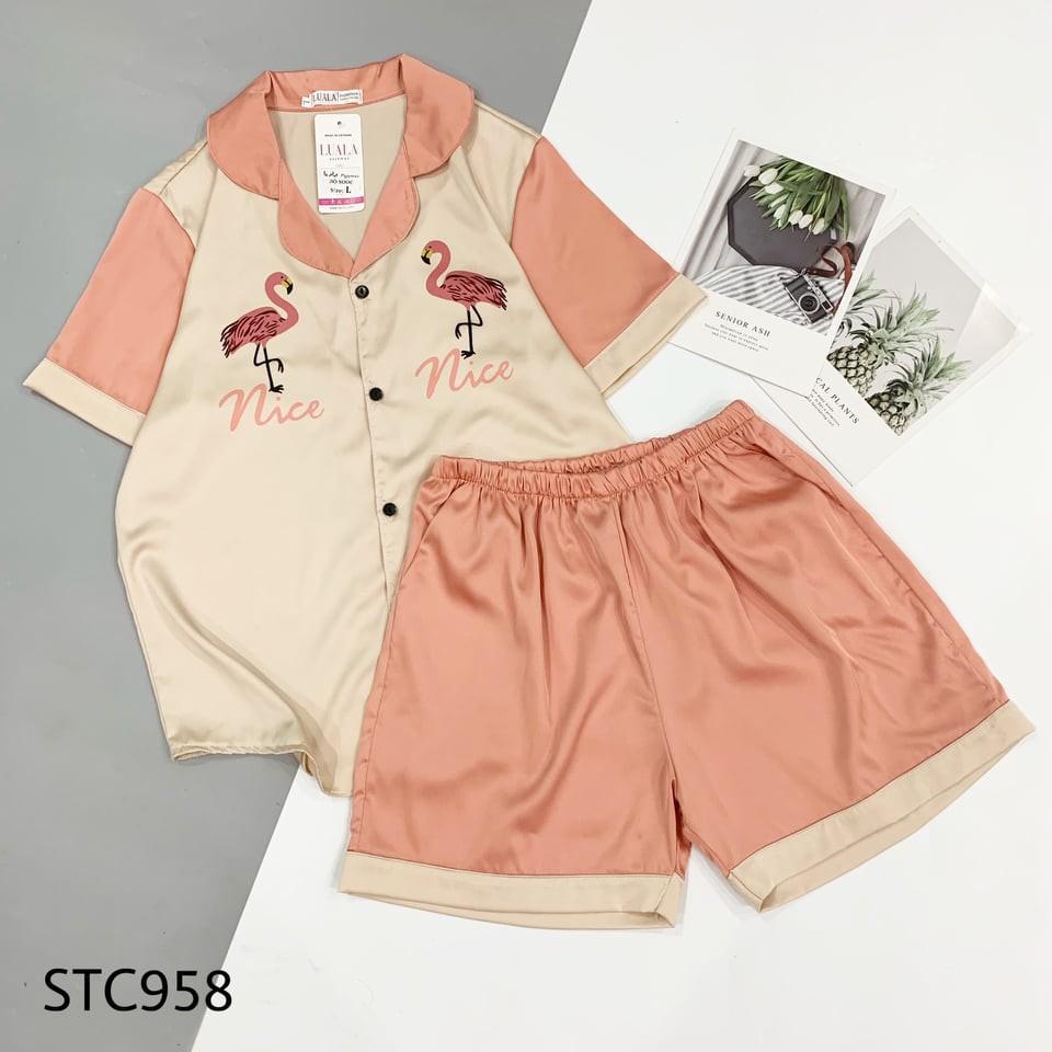 ĐỒ BỘ PIZAMA ĐÙI LỤA SATIN CAO CẤP