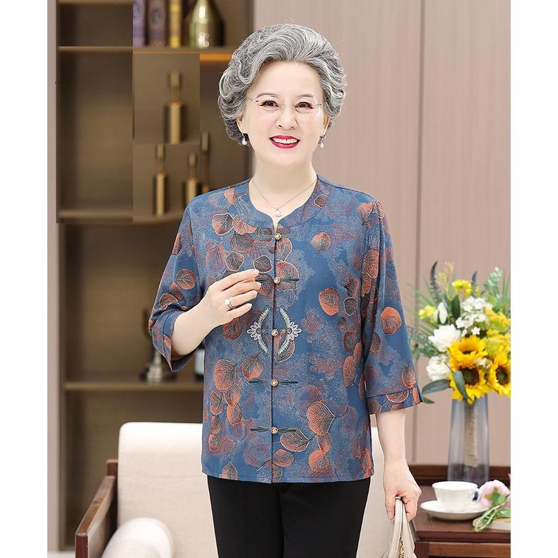 Áo sơ mi cao cấp người già trung niên cho bà cho mẹ, lá phong mới