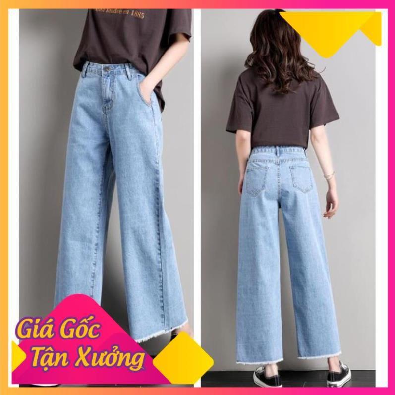 QUẦN CULLOTES BÒ ỐNG RỘNG RÁCH GẤU CÁ TÍNH NĂNG ĐỘNG THỜI TRANG SỚ BÒ RÁCH GẤU JEAN 963