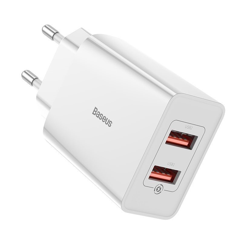 Cóc củ sạc nhanh 18W 2 cổng USB Type A hiệu Baseus Speed Mini hỗ trợ sạc nhanh 3A chuẩn Quick Charging 3.0 trang bị chip sạc công nghệ BPS - hàng nhập khẩu