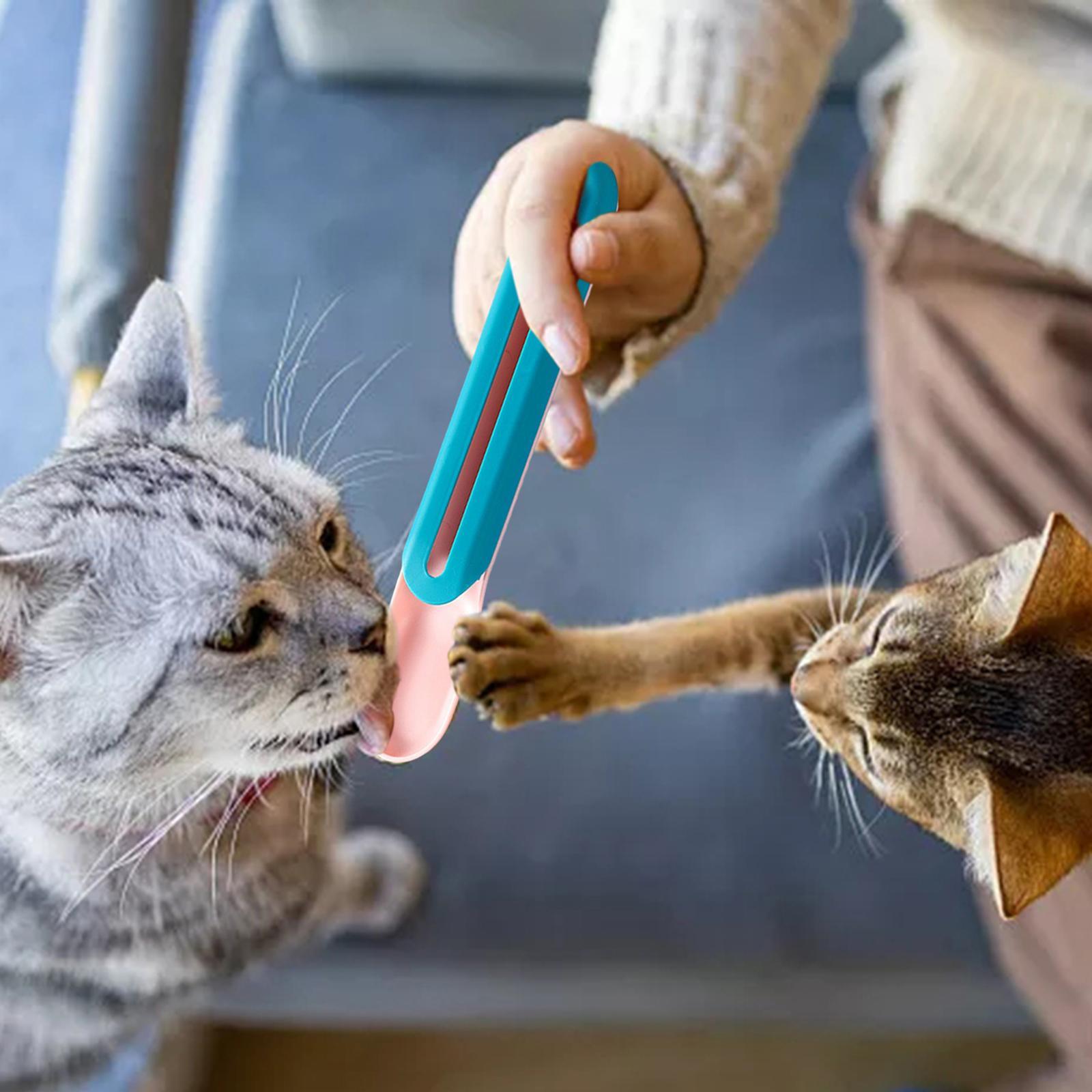 Pet Feeder Cat Strip Squeeze Spoon for Lickable Cat Treats Pet Liquid Snack Feeding