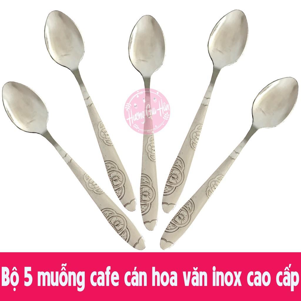 Thìa cafe inox khắc hoa văn cực đẹp, cực bền