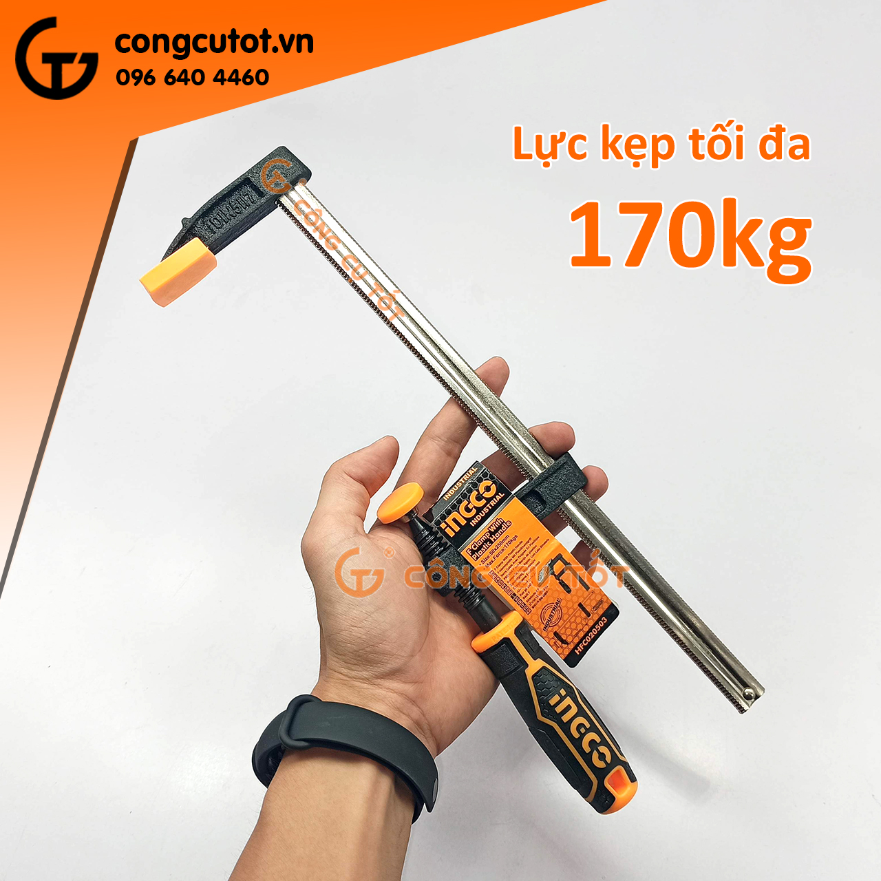 Cảo chữ F 50 x 250mm lực kẹp 170kg Ingco HFC020503