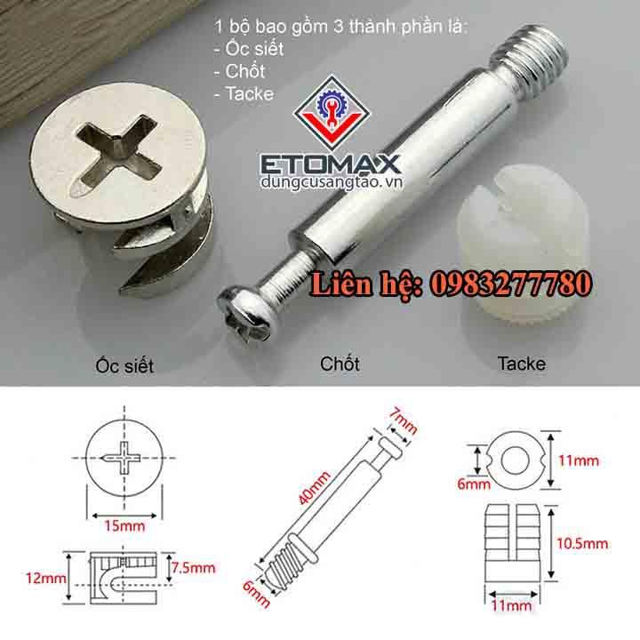 Bộ 50 chốt liên kết ốc cam