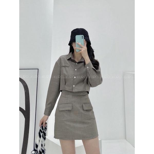 set sơ mi croptop + váy