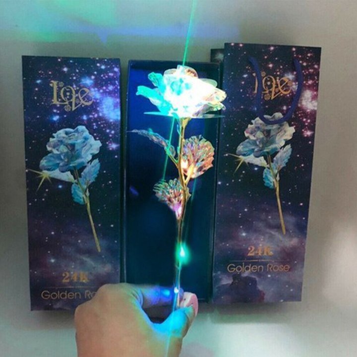 Hoa hồng GALAXY phát sáng độc đáo kèm hộp và túi sách