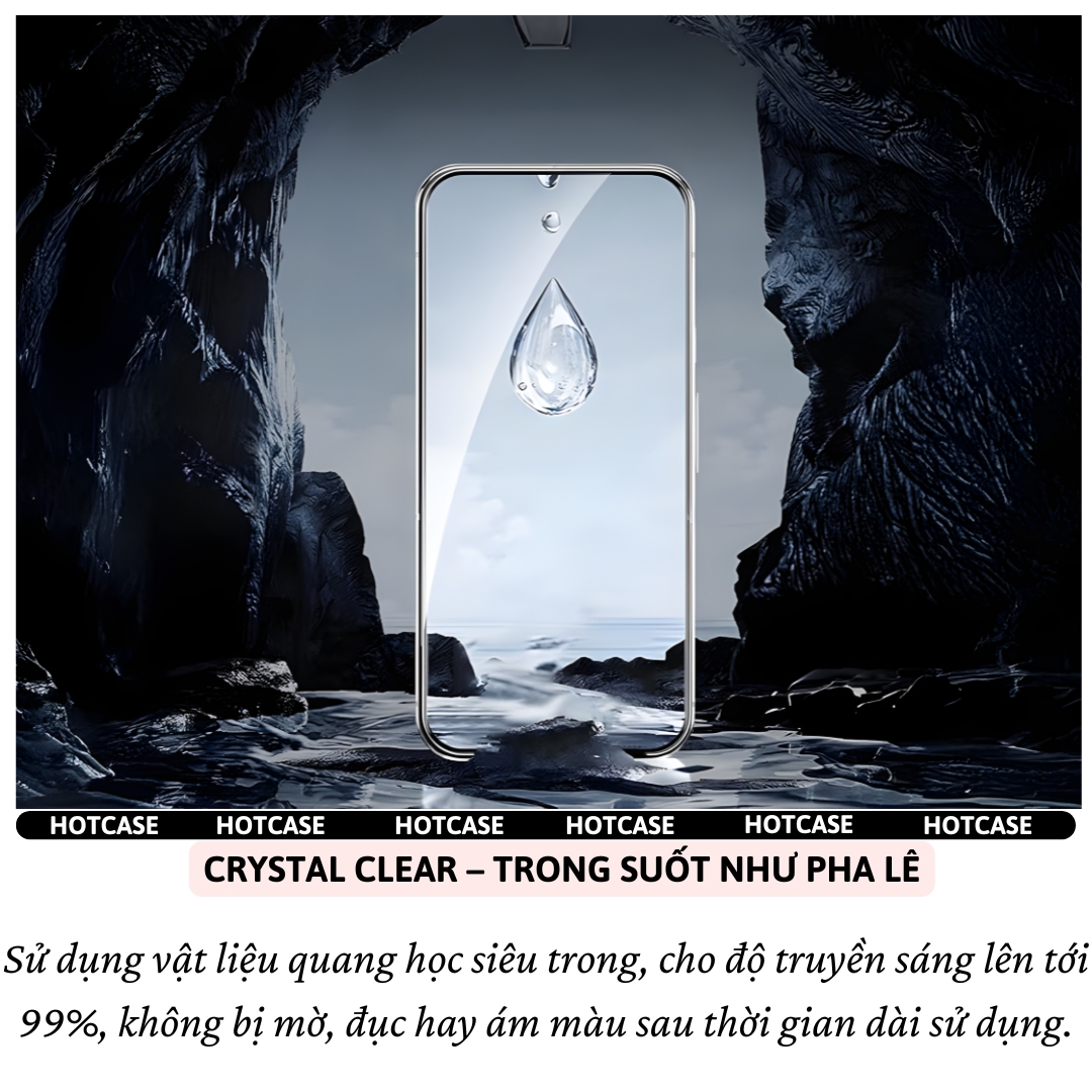 Kính cường lực full viền màn hình 9H ClearFit AutoGlass khung tự dán cho Google Pixel 10 9 9A 8 6 7 9 Pro XL 8A 7A 6A hiệu HOTCASE Dusty - Lớp phủ Olephobic chống vân tay, độ cứng 9H,vát cạnh 2,5D, mỏng 0.3mm - Hàng nhập khẩu