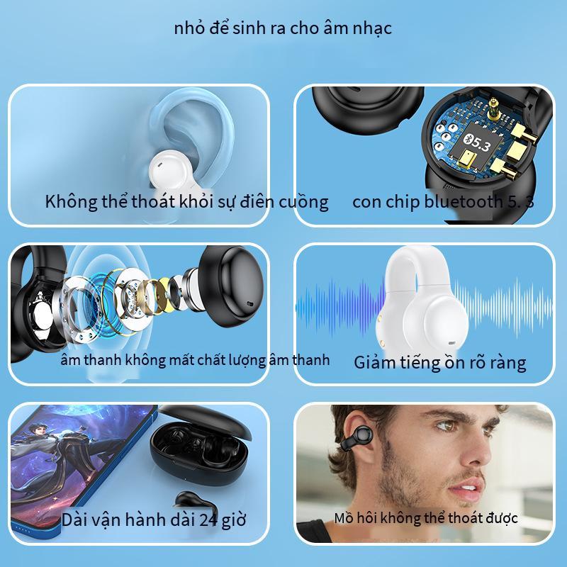 Phong cách mới nhất truyền không khí đến kẹp tai nghe Bluetooth Tai nghe Bluetooth thời lượng pin siêu dài không đau khi đeo tai nghe chơi game