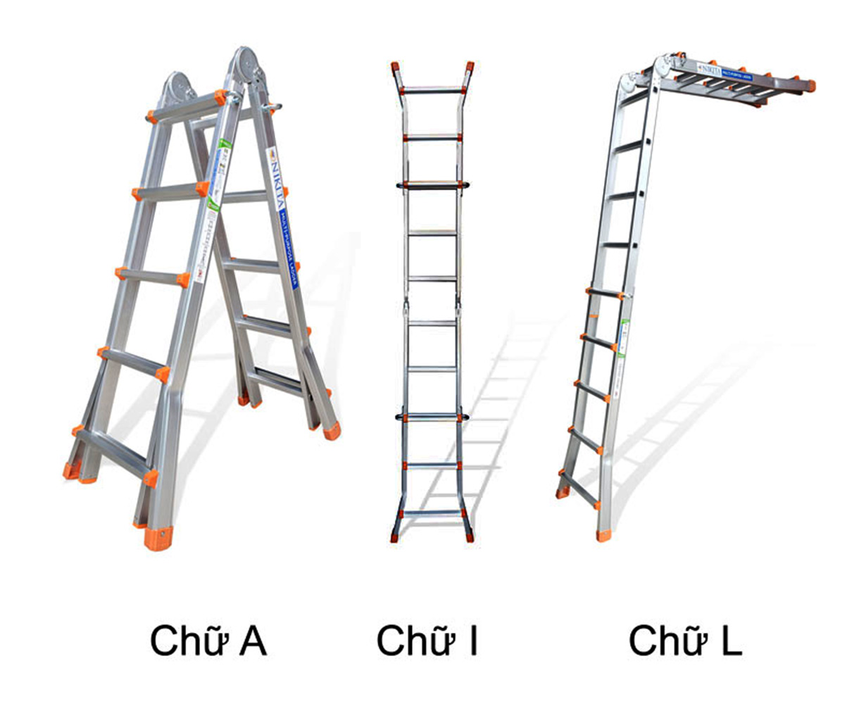 Hình ảnh Thang nhôm trượt, gấp đa năng, Nhiều tư thế sử dụng, Hợp kim nhôm bền bỉ - Hàng chính hãng NIKITA AM