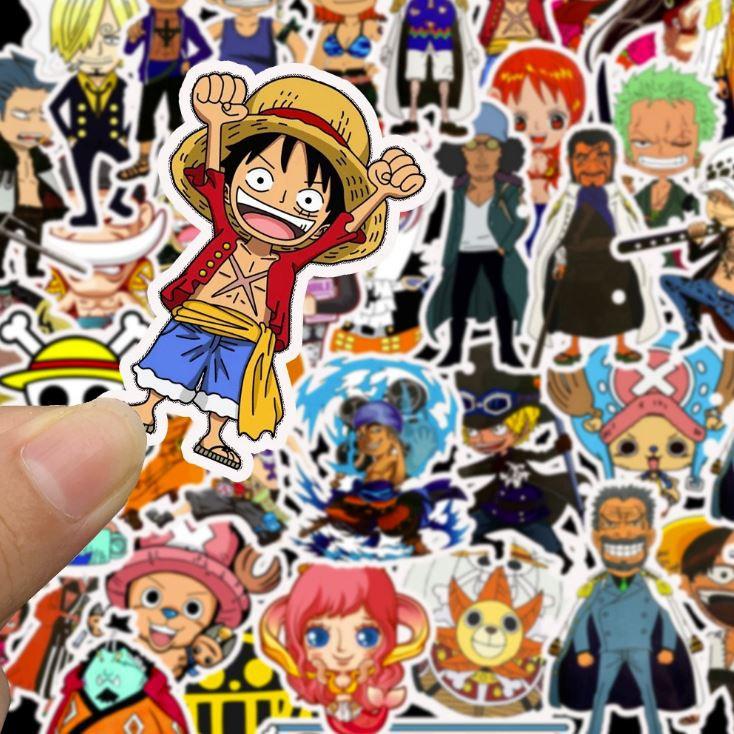 Sticker One piece trang trí mũ bảo hiểm, đàn, guitar, ukulele, điện thoại laptop