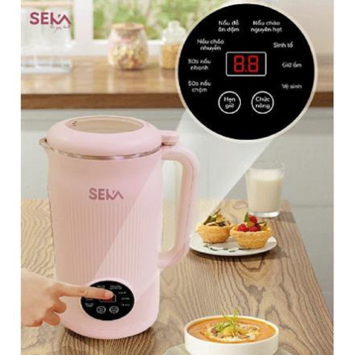 Máy Làm Sữa Hạt Đa Chức Năng Máy Xay Nấu Sữa Hạt Sữa Đậu Nành SEKA SK320 Pro 1200ml, Điều Khiển Cảm Ứng BH 1 Năm - Hàng chính hãng