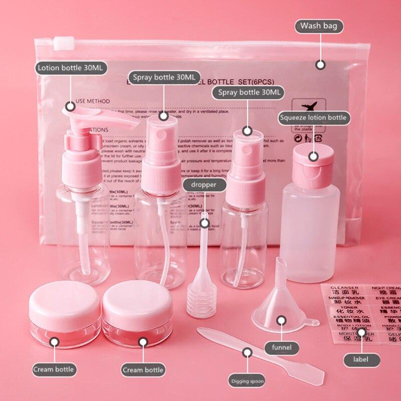 11pcs Travel Bottle Set Leak-Proof Refillable Toiletry Container For Shampoo Spray Bottles Cosmetic Bottles Random Colors Shippe