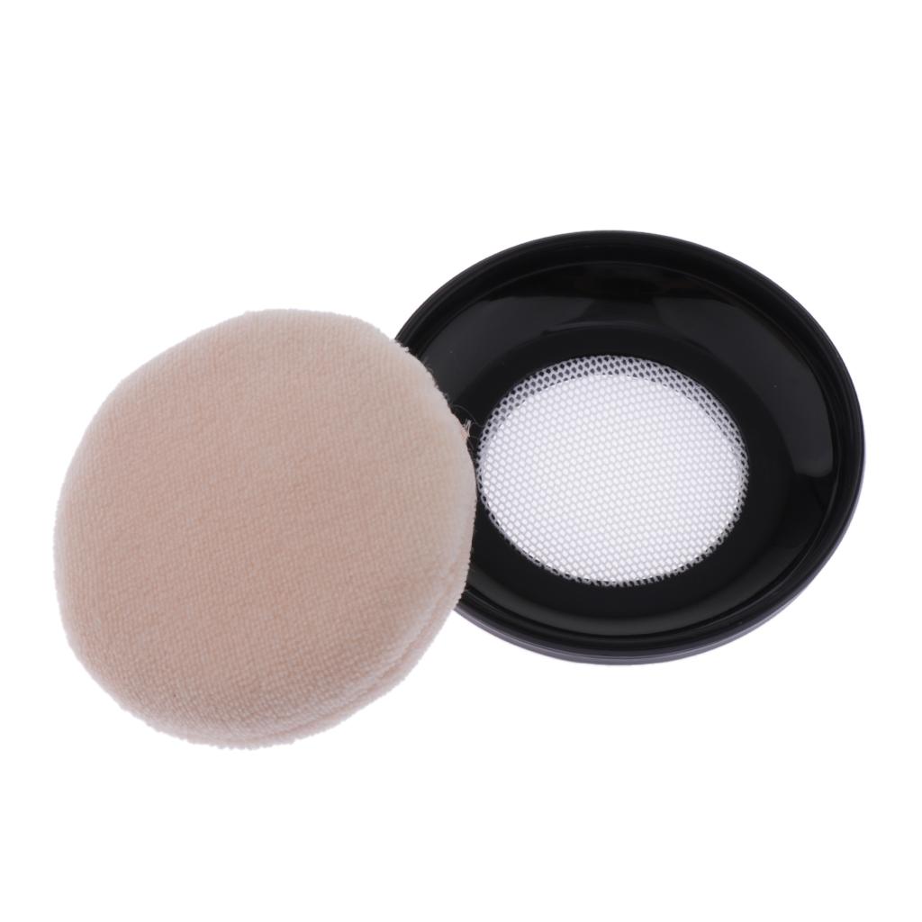 Empty Powder Puff Case Holder Loose Powder Container Face Powder Blusher Box Makeup Cosmetic Jars & Soft Sponge Puff