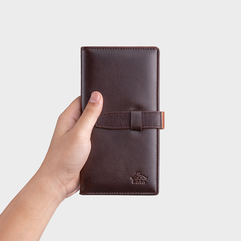 Ví dài cầm tay LATA LVN78, 15 ngăn, đựng vừa 12 thẻ namecard và tiền, phù hợp đi làm, đi chơi, đi họp, da bò thật 100% (10cm x 19cm)