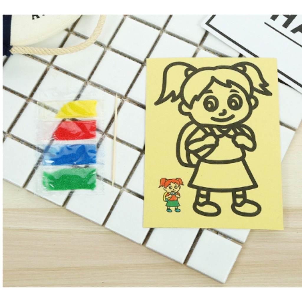 Tranh Cát Nền Vàng Tranh Nhỏ, Tranh To Nhiều Mẫu, Giúp Bé Sáng Tạo, Tập Trung Đồ Chơi Bé Gái, Trai