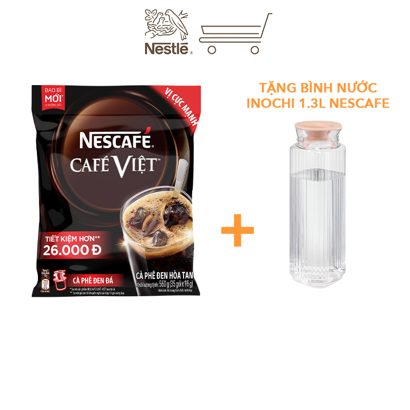 [Tặng Bình nước Inochi 1.3L NESCAFE] Cà phê đen hòa tan Nescafé CAFÉ VIỆT (bịch 35 gói x 16g)