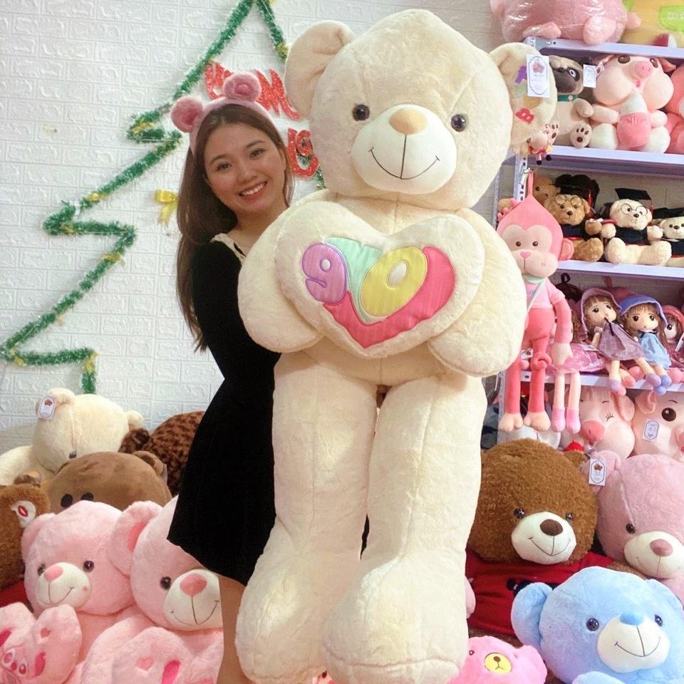 Teddy ôm tim chữ Love 4 màu cao cấp - QC - dành tặng bạn gái