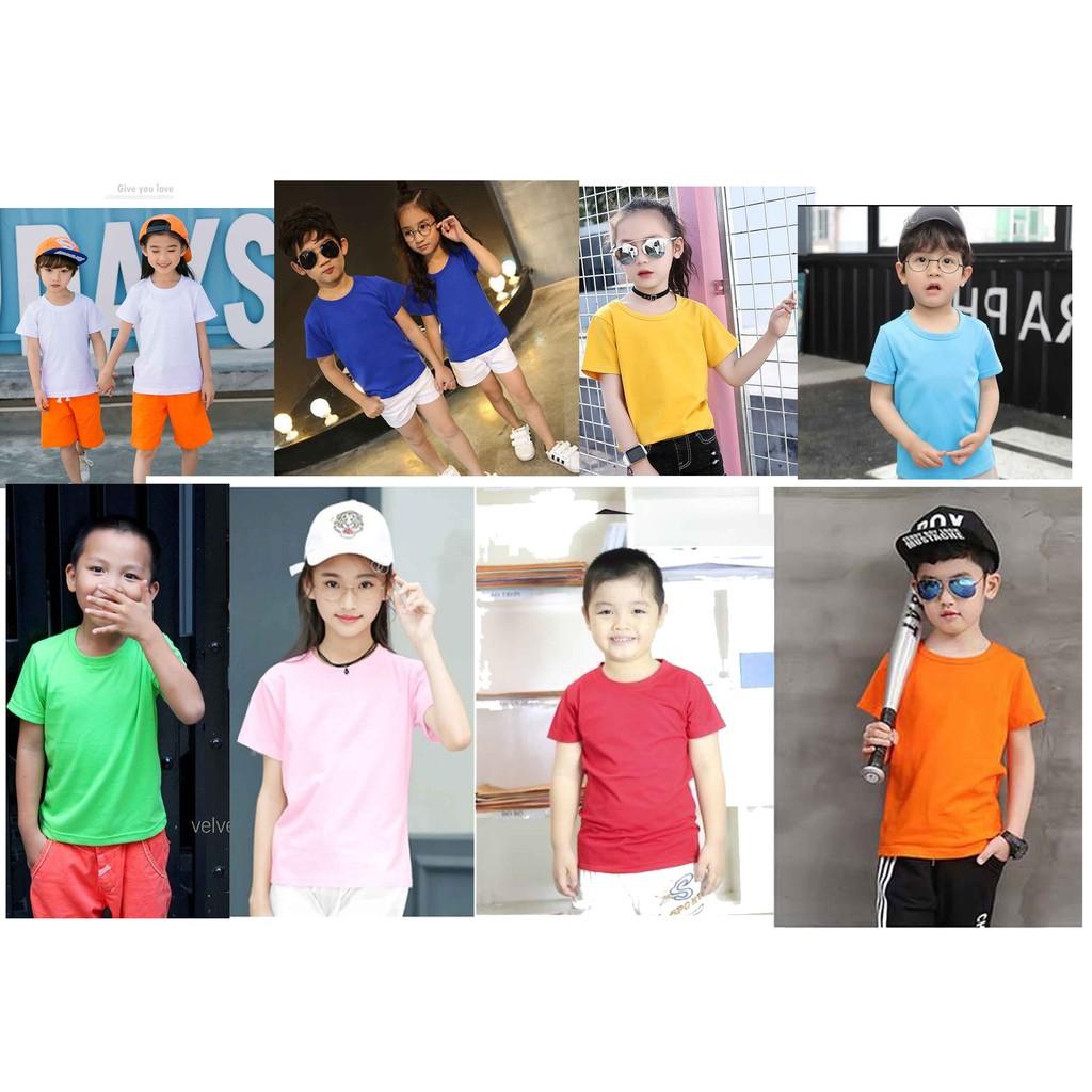 combo 5 áo thun trơn đủ màu cho bé vải cotton