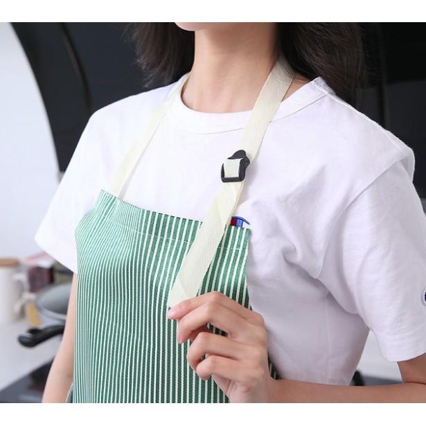 Tạp dề kẻ hoa có khăn lau tay bên hông, tạp dề chống thấm nước